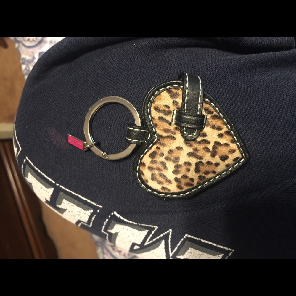 Coach leopard passport locket heart keychain